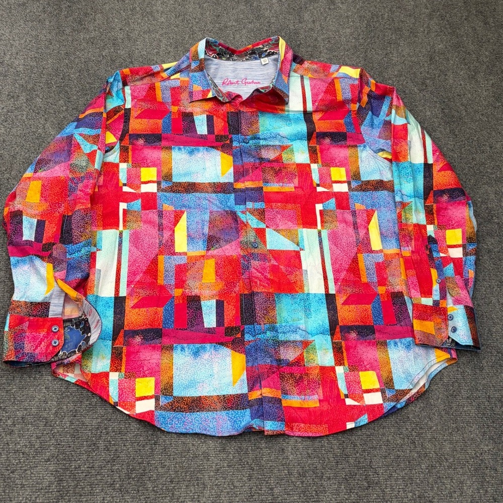 Robert Graham Mens 2XL Multi Color Geometric Abstract Print Button Down Shirt